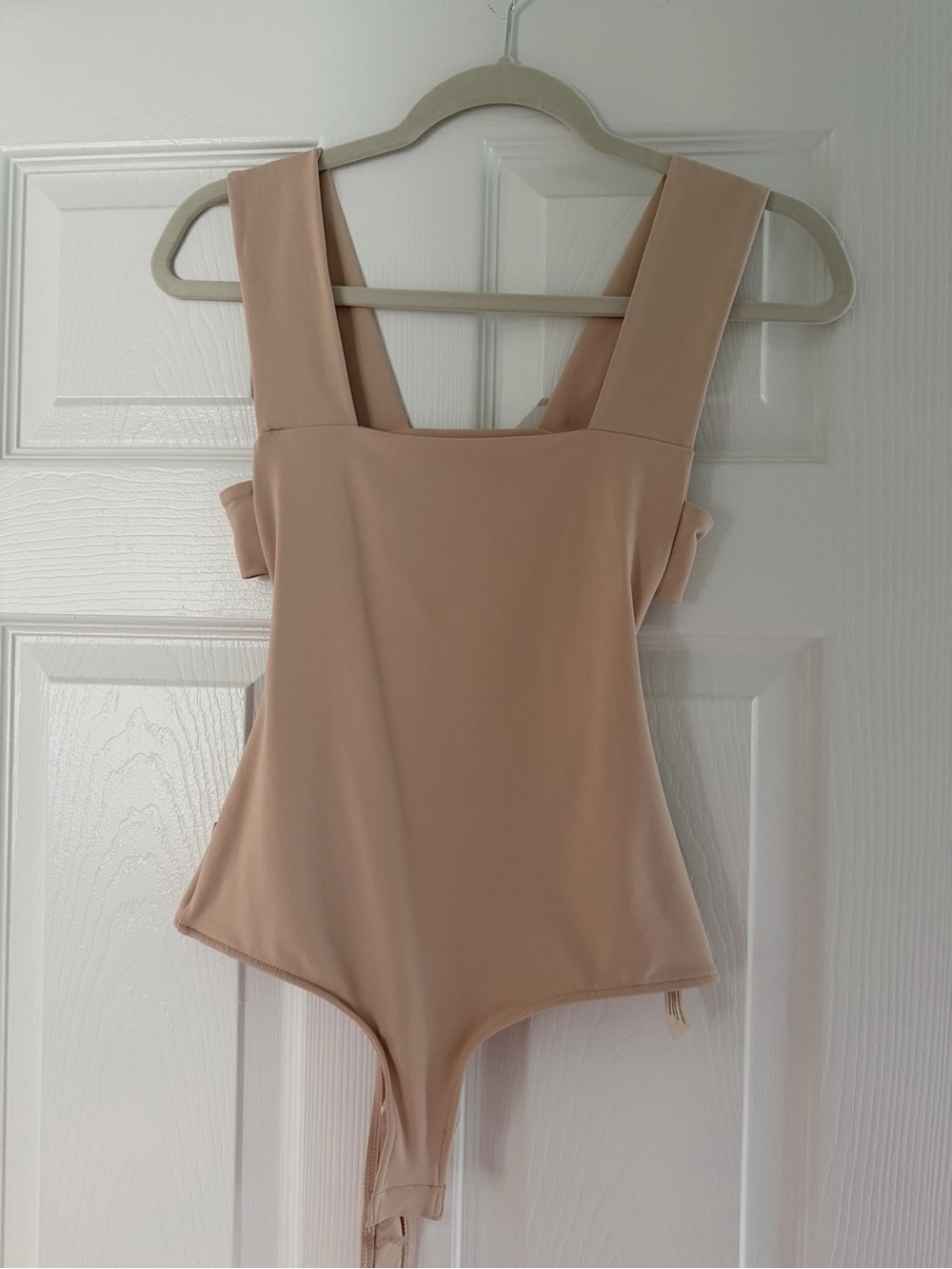 Free People Nude Square-Neck Bodysuit